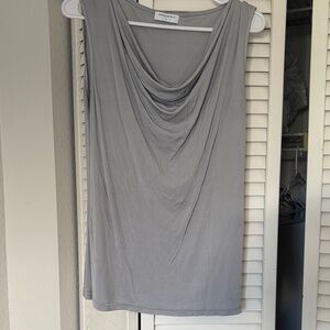 Gray Draped Women's Blouse, 100% Silk